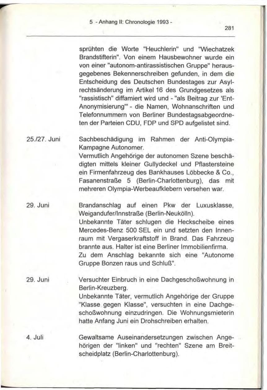 Seite 281 des Verfassungsschutzbericht 1993 Berlin