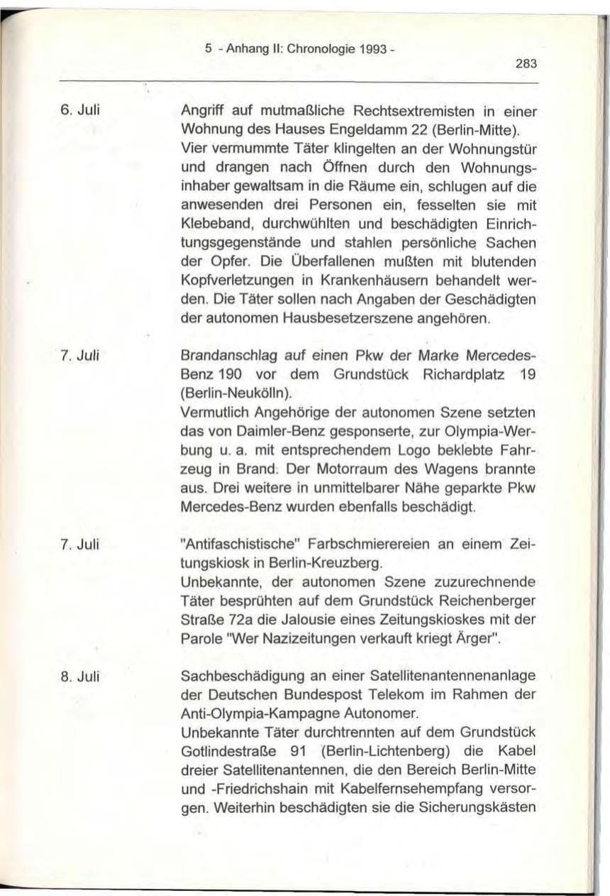 Seite 283 des Verfassungsschutzbericht 1993 Berlin