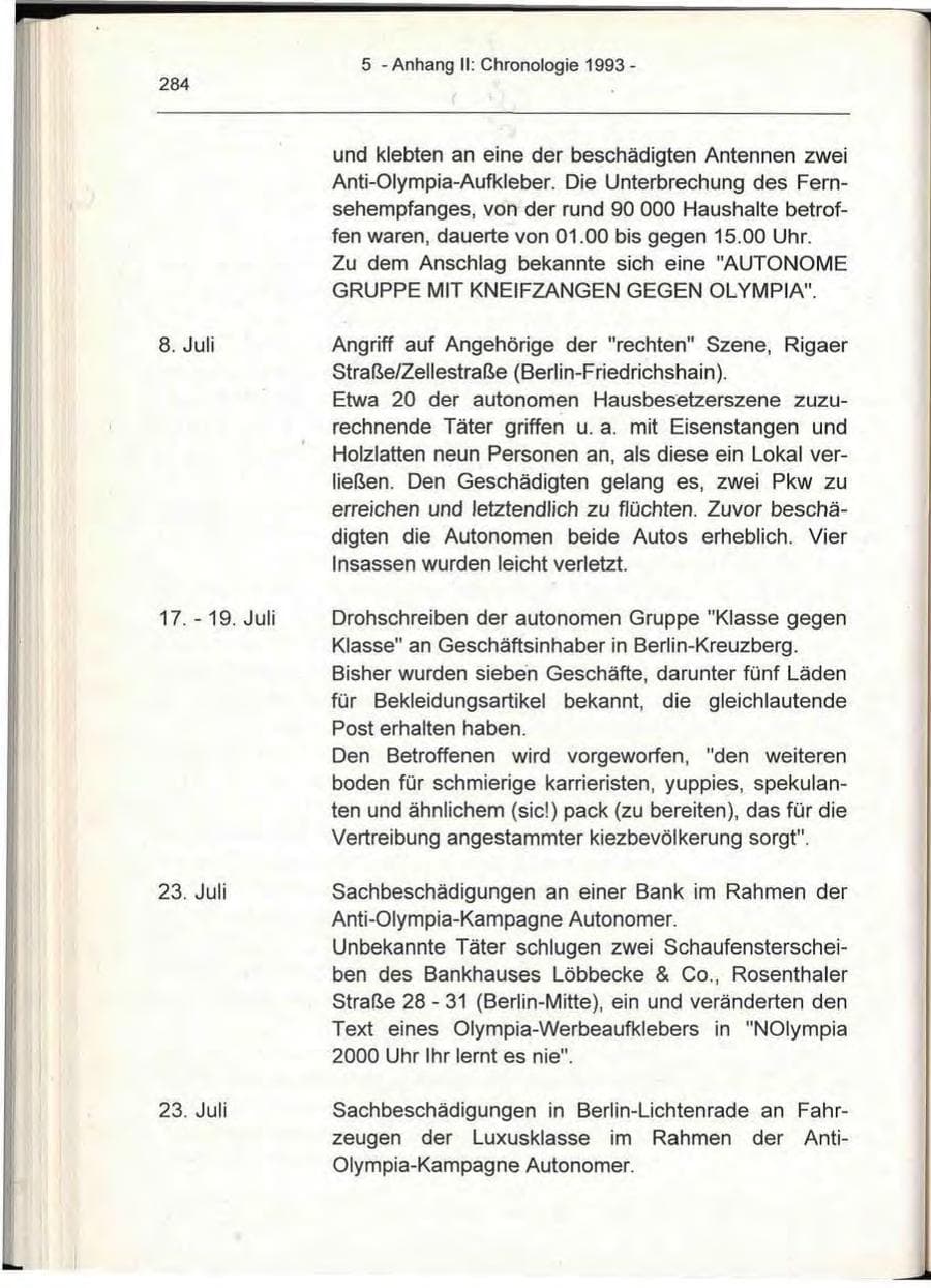 Seite 284 des Verfassungsschutzbericht 1993 Berlin