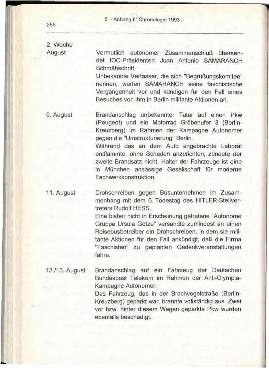 Seite 286 des Verfassungsschutzbericht 1993 Berlin