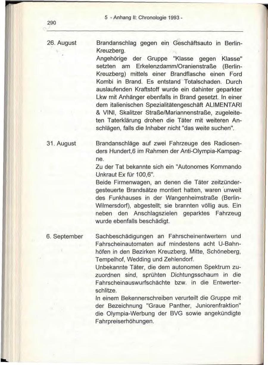 Seite 290 des Verfassungsschutzbericht 1993 Berlin