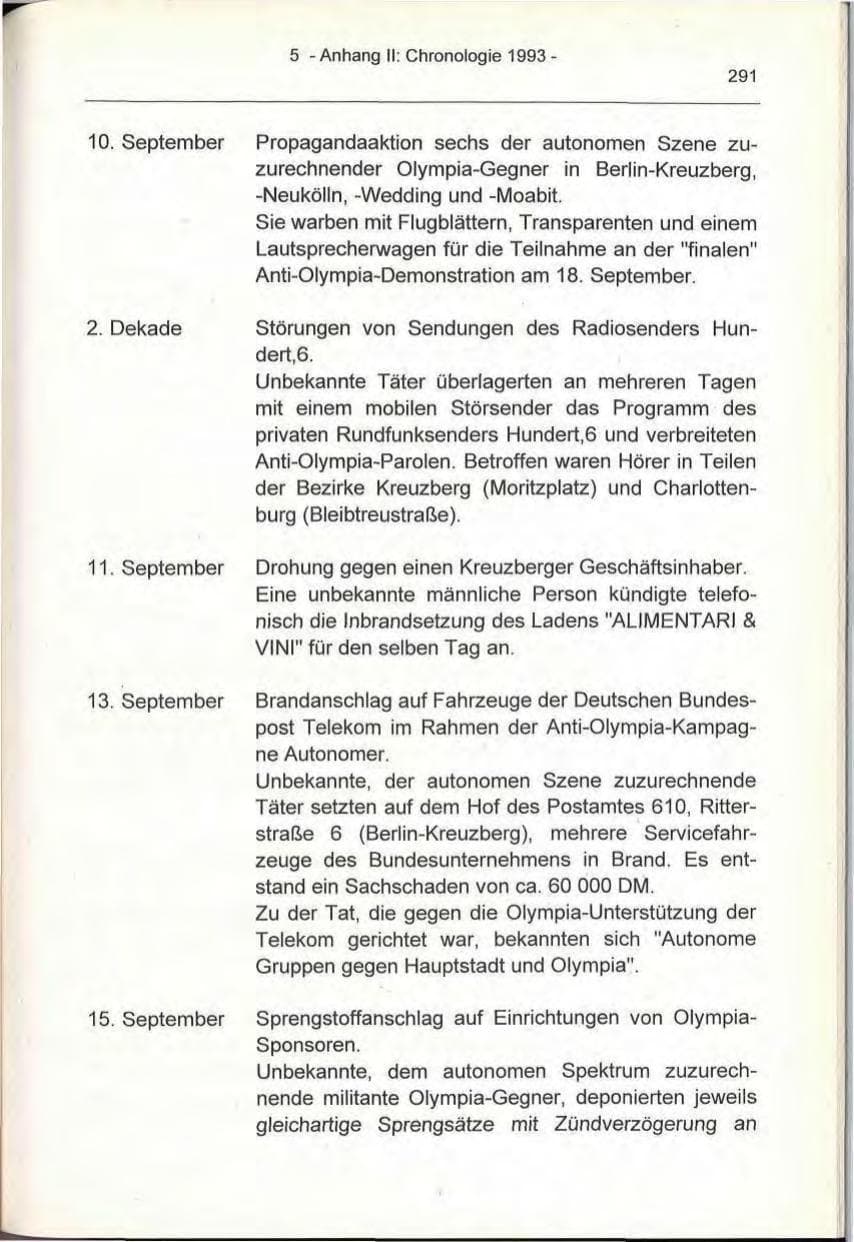 Seite 291 des Verfassungsschutzbericht 1993 Berlin