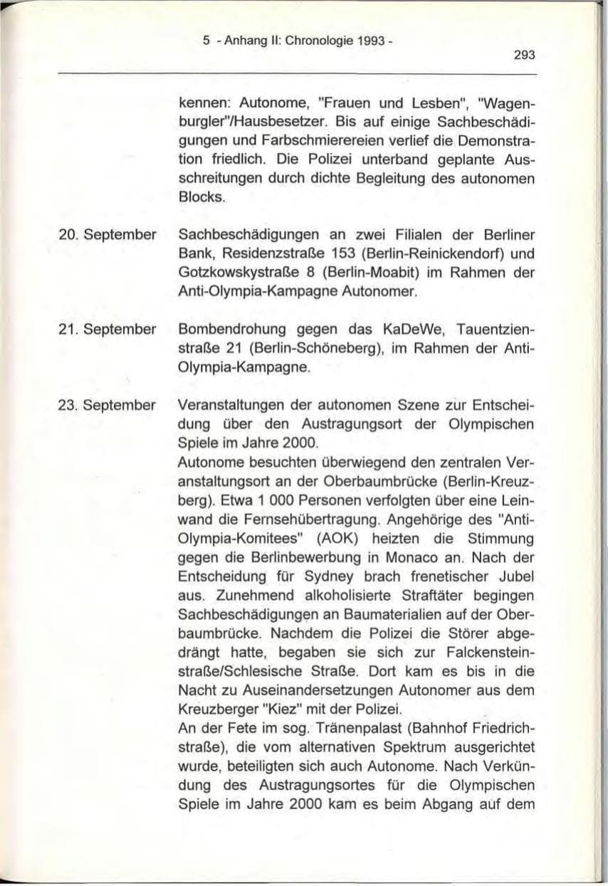 Seite 293 des Verfassungsschutzbericht 1993 Berlin