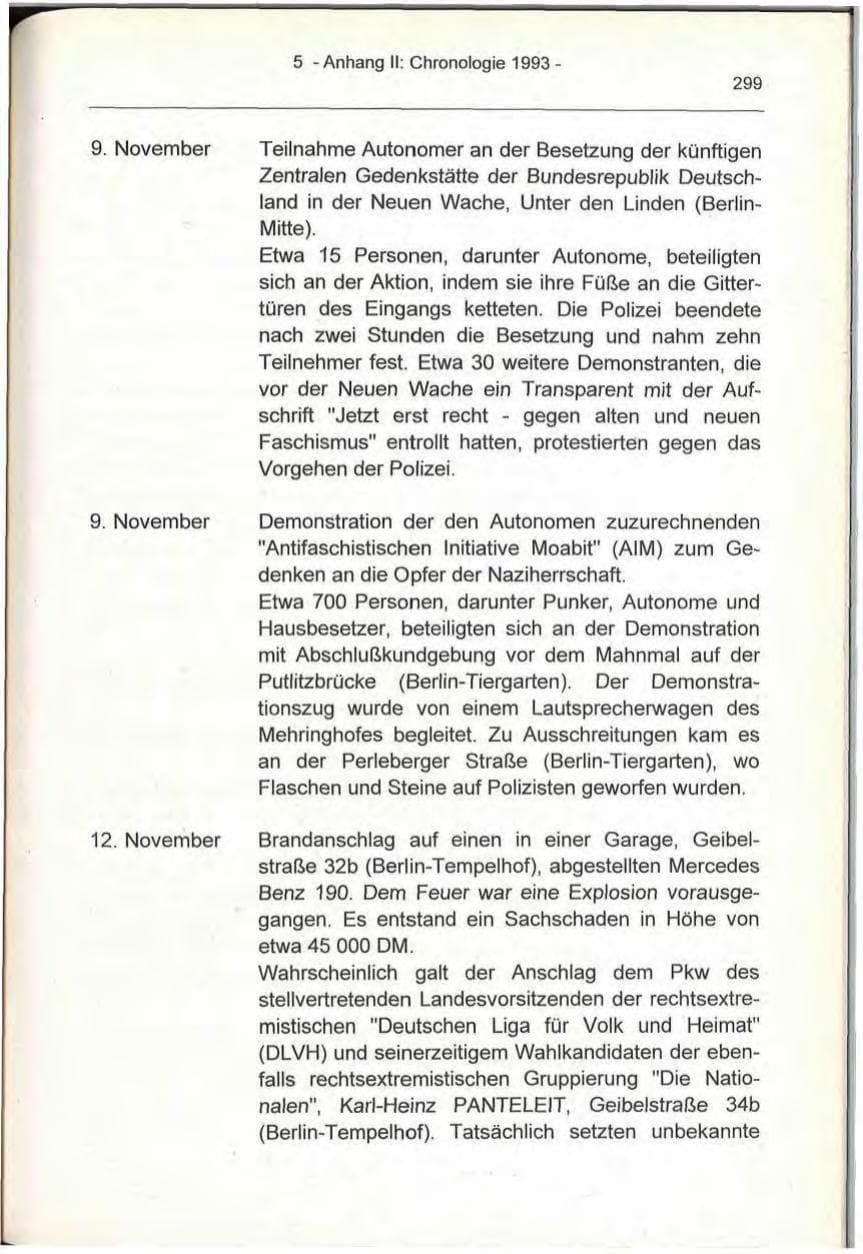 Seite 299 des Verfassungsschutzbericht 1993 Berlin