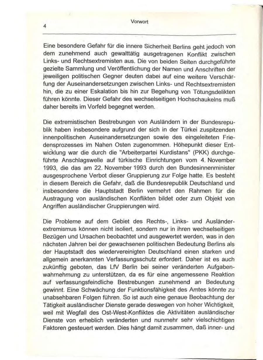 Seite 4 des Verfassungsschutzbericht 1993 Berlin