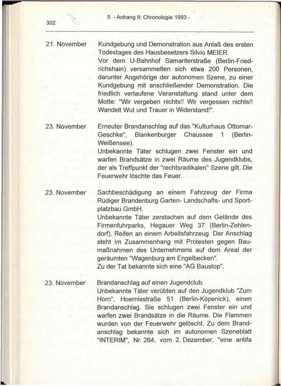 Seite 302 des Verfassungsschutzbericht 1993 Berlin