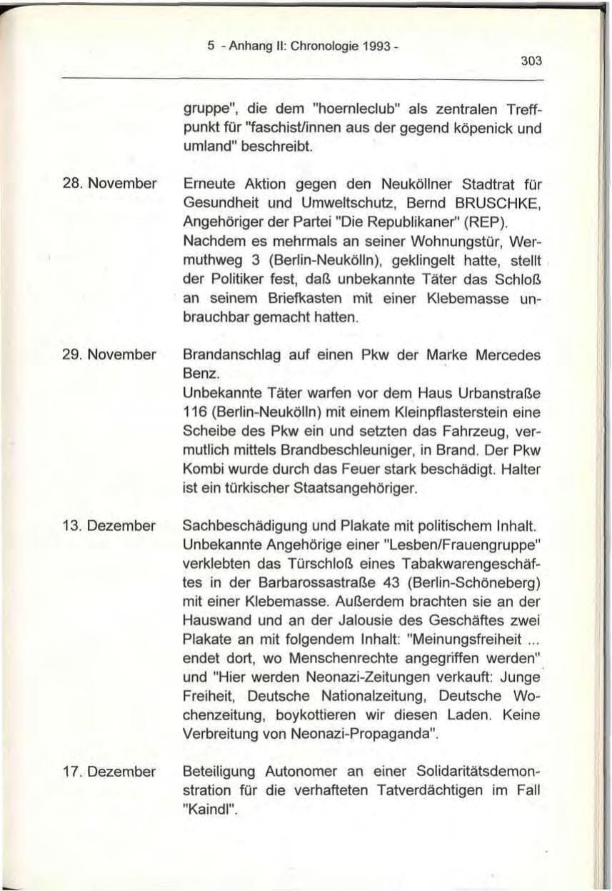Seite 303 des Verfassungsschutzbericht 1993 Berlin