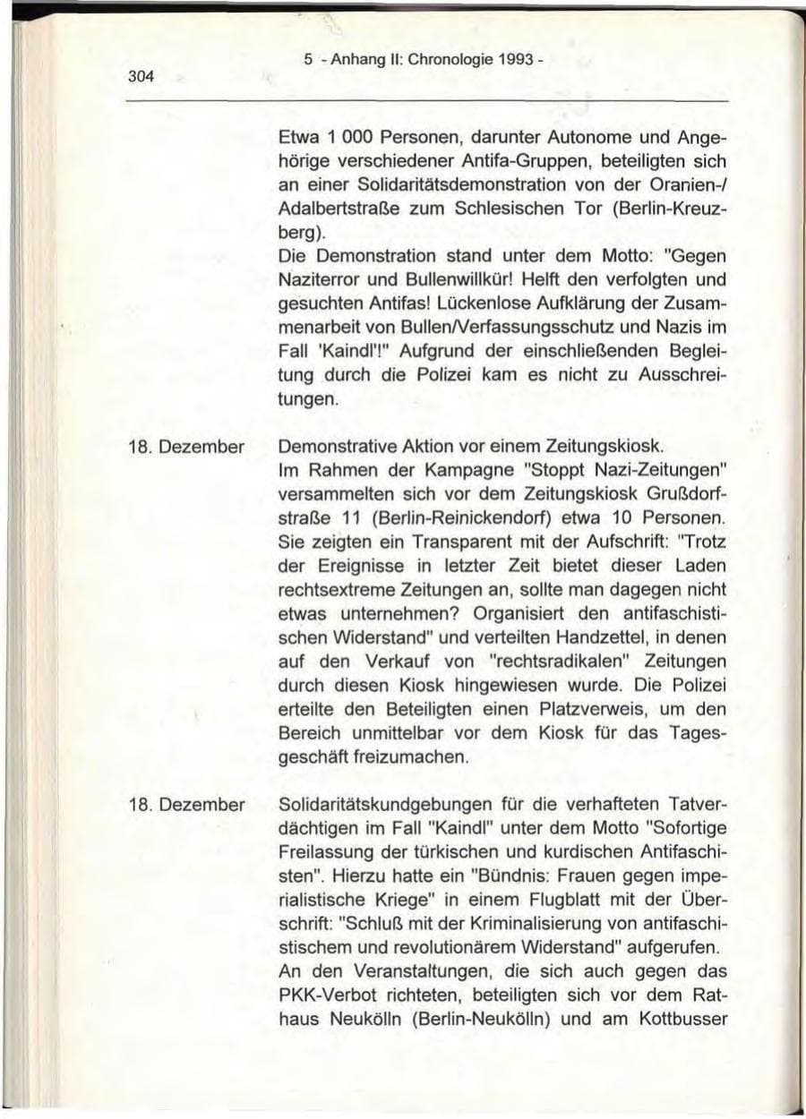 Seite 304 des Verfassungsschutzbericht 1993 Berlin