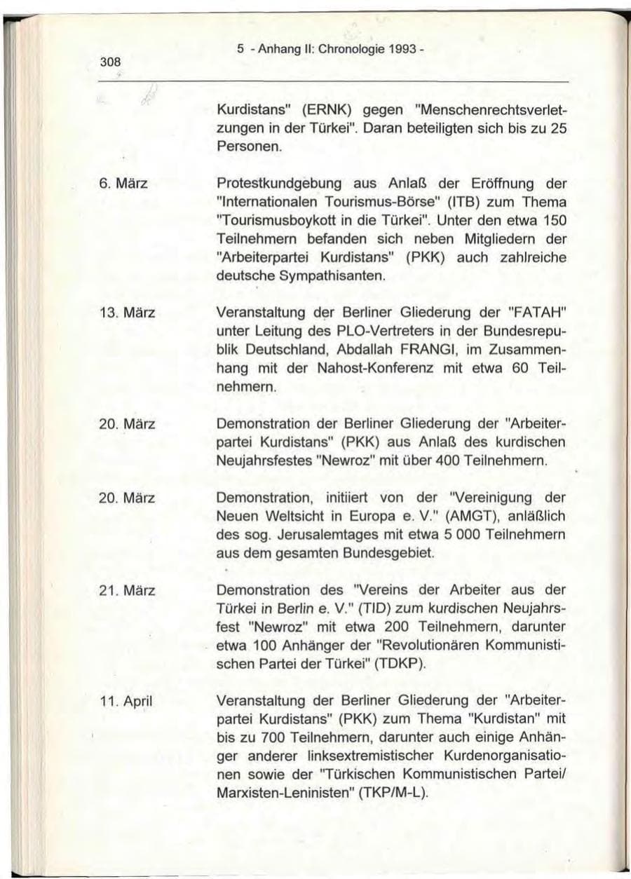 Seite 308 des Verfassungsschutzbericht 1993 Berlin