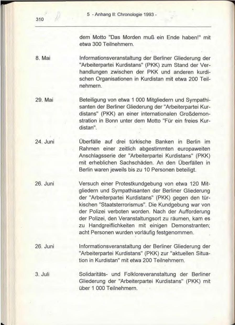 Seite 310 des Verfassungsschutzbericht 1993 Berlin