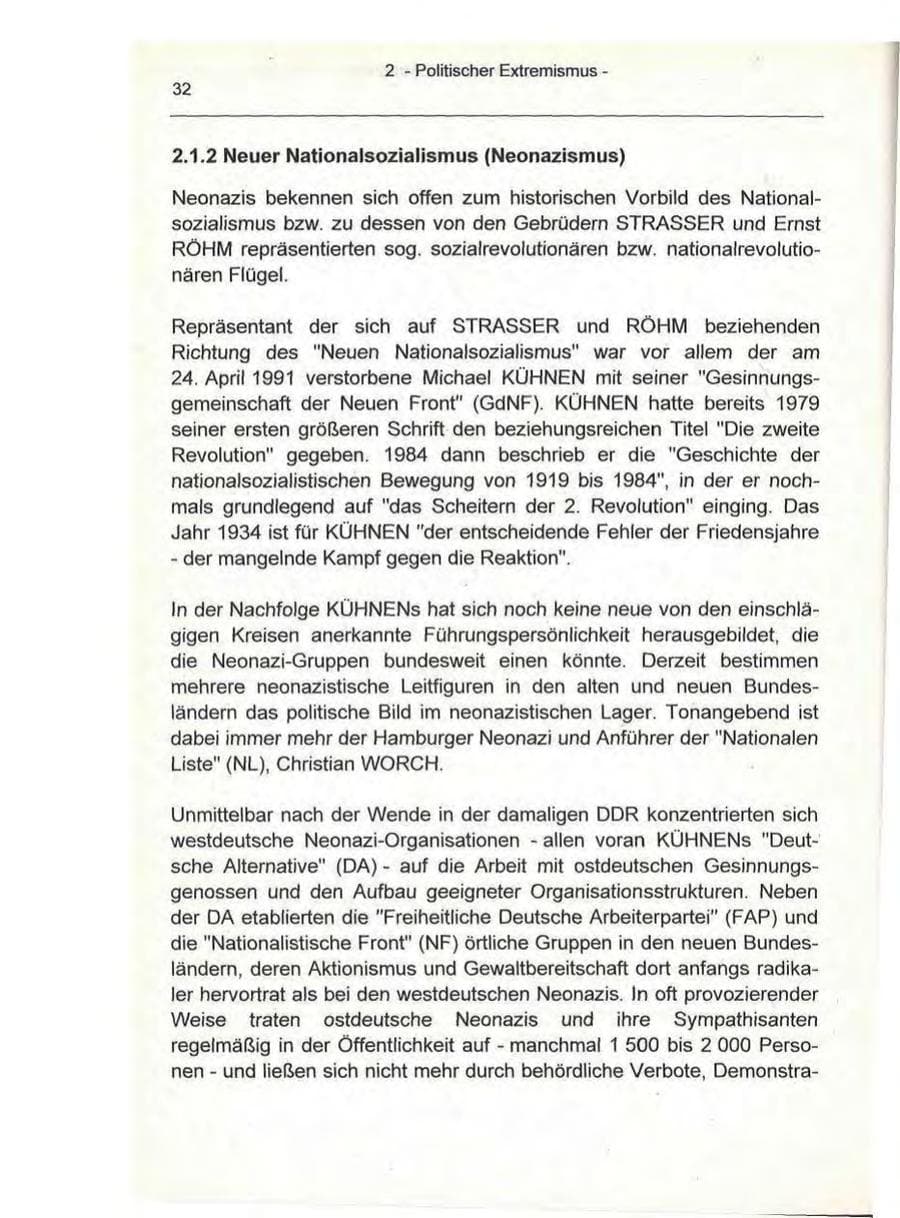 Seite 32 des Verfassungsschutzbericht 1993 Berlin