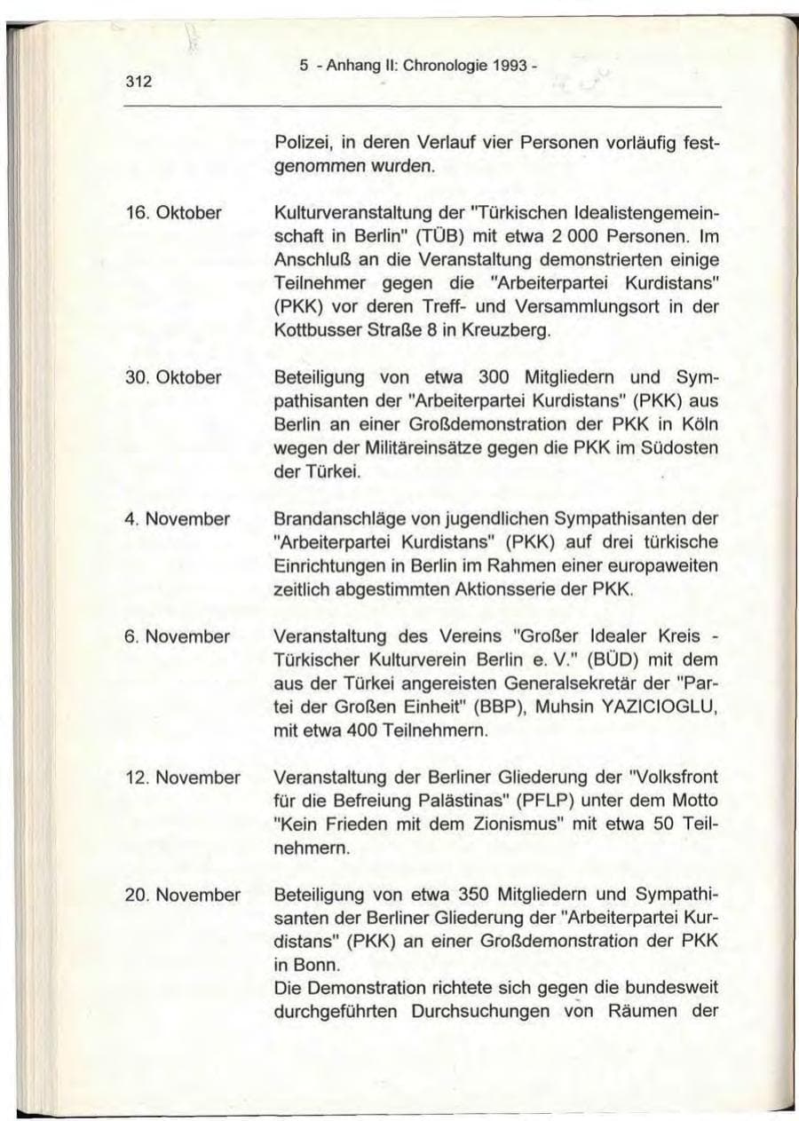 Seite 312 des Verfassungsschutzbericht 1993 Berlin
