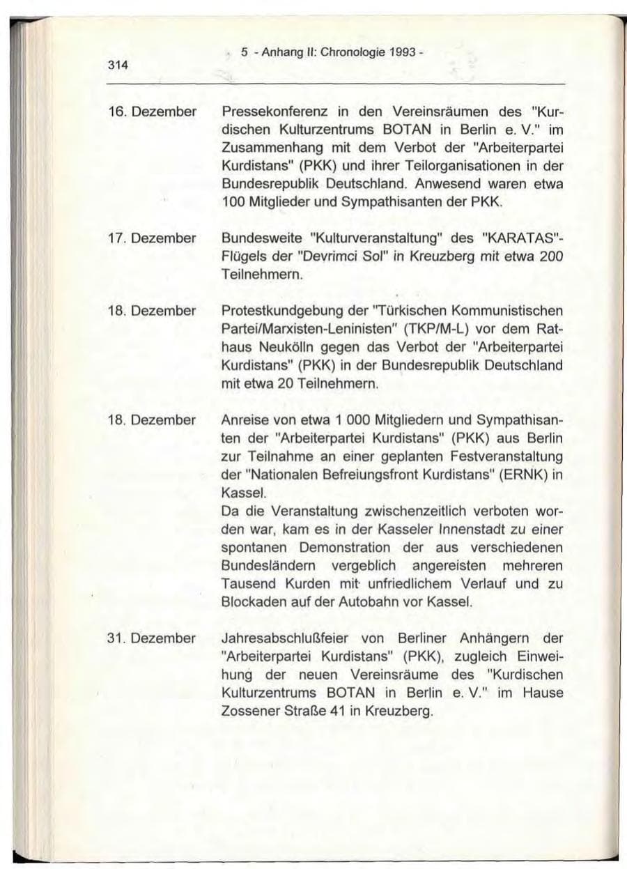 Seite 314 des Verfassungsschutzbericht 1993 Berlin