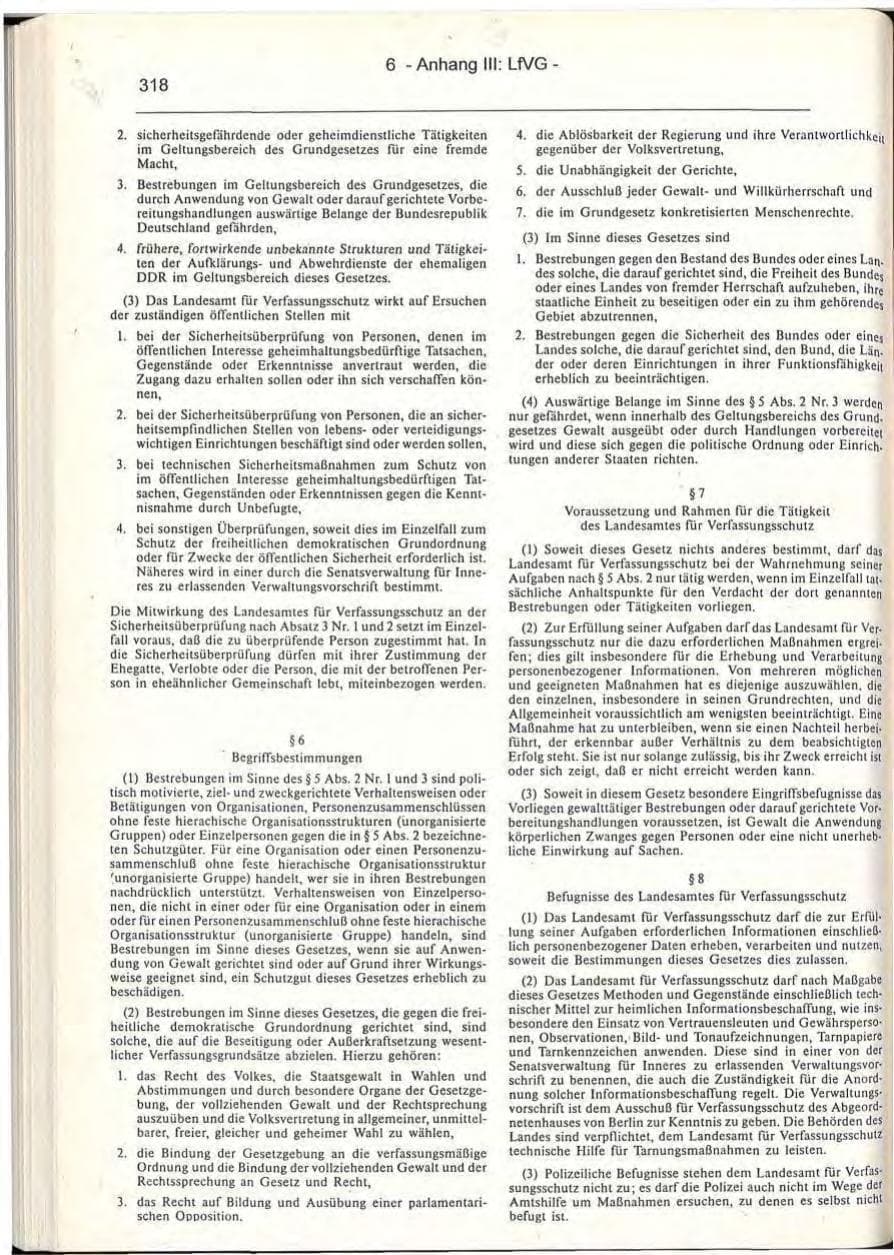 Seite 318 des Verfassungsschutzbericht 1993 Berlin