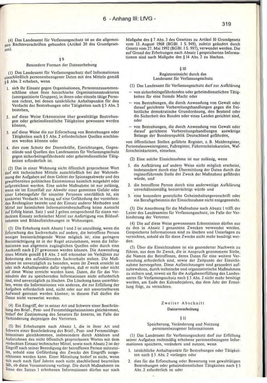 Seite 319 des Verfassungsschutzbericht 1993 Berlin
