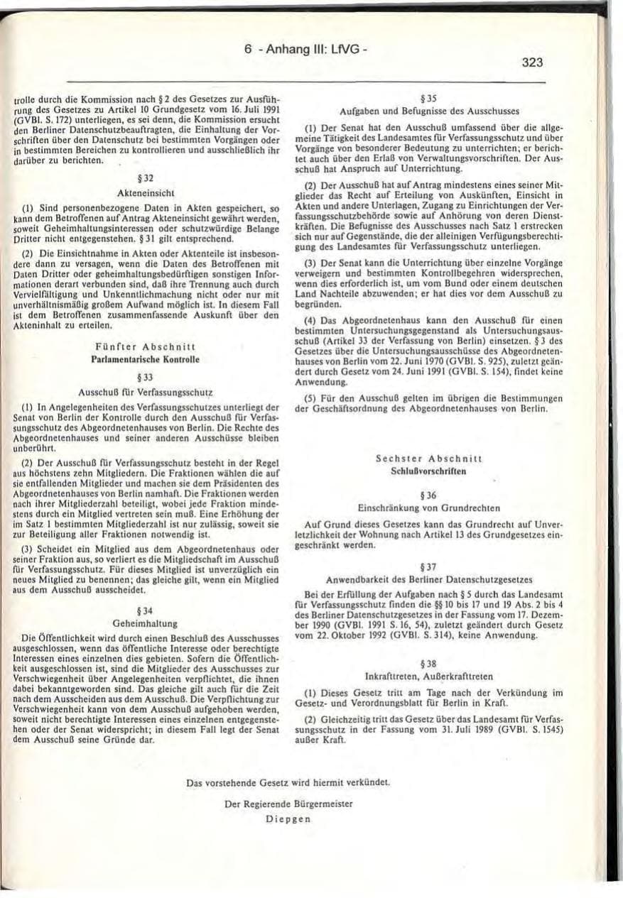 Seite 323 des Verfassungsschutzbericht 1993 Berlin