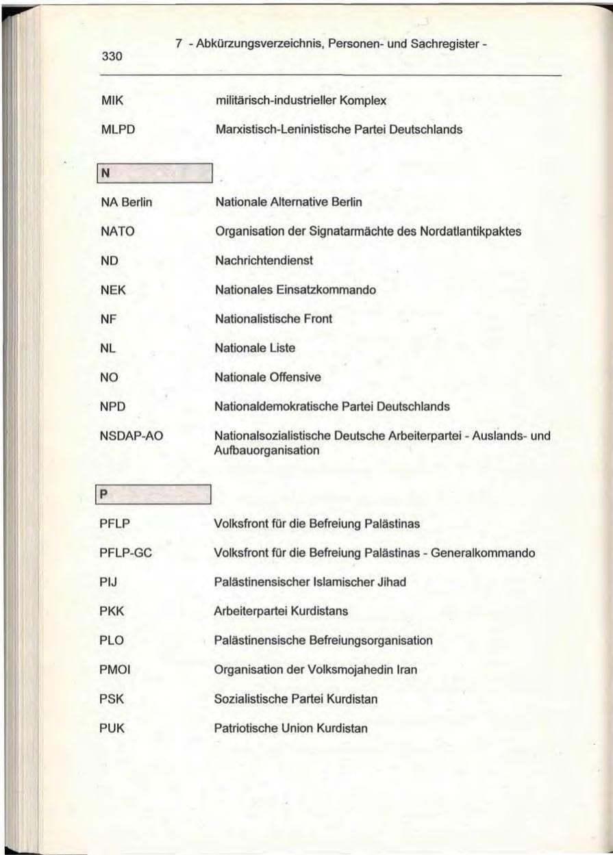 Seite 330 des Verfassungsschutzbericht 1993 Berlin