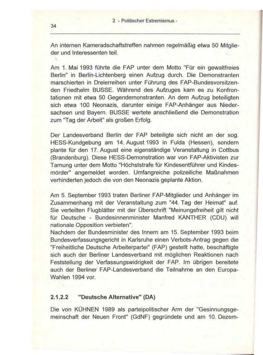 Seite 34 des Verfassungsschutzbericht 1993 Berlin