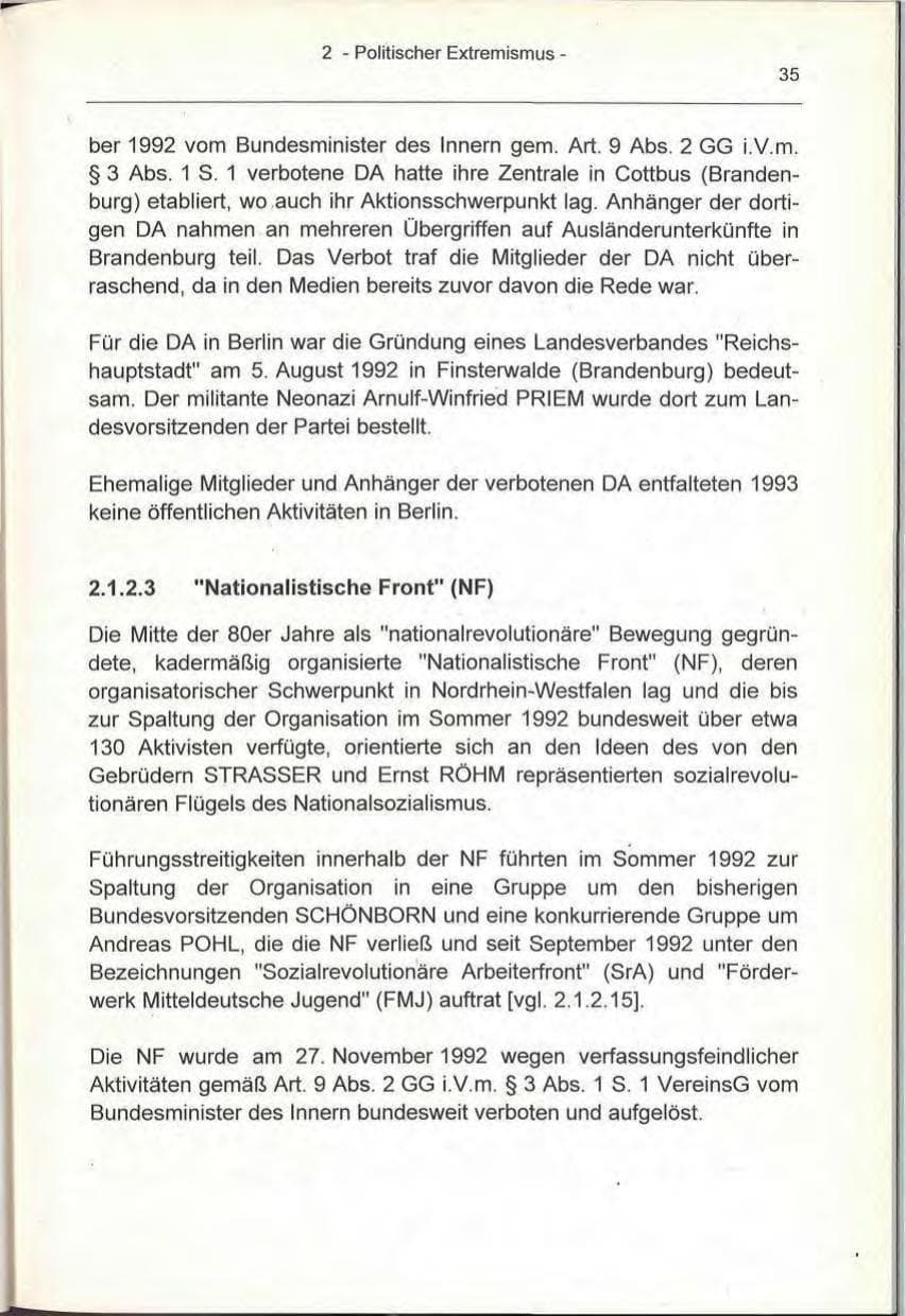 Seite 35 des Verfassungsschutzbericht 1993 Berlin