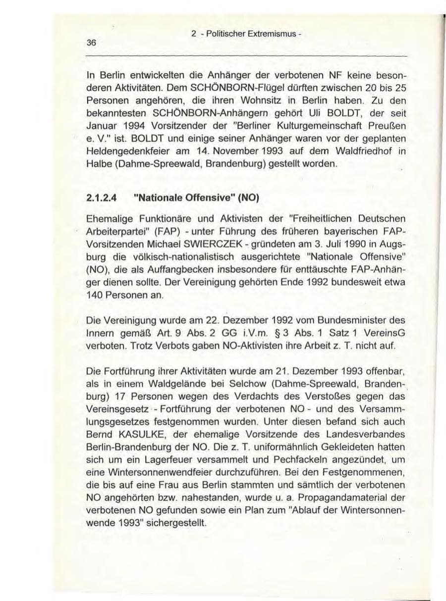 Seite 36 des Verfassungsschutzbericht 1993 Berlin