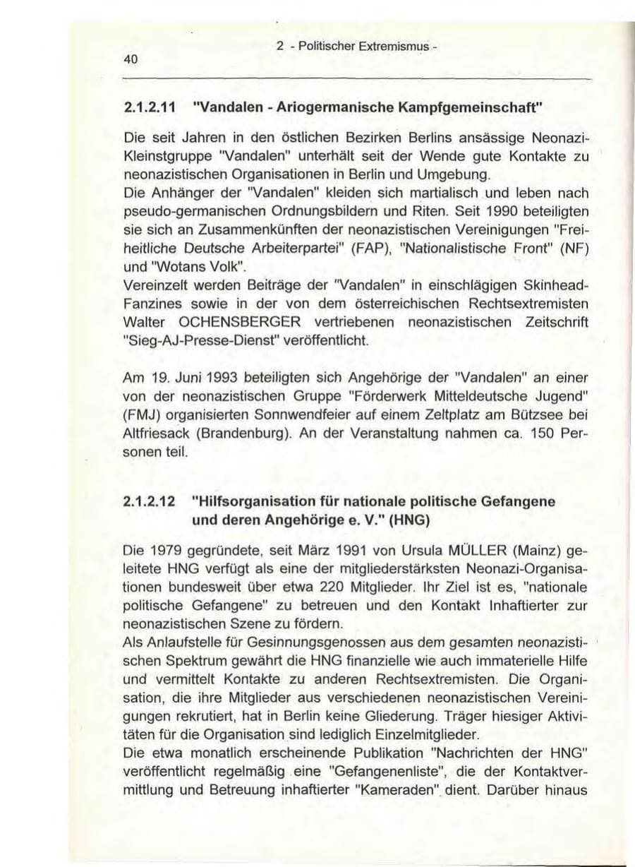 Seite 40 des Verfassungsschutzbericht 1993 Berlin