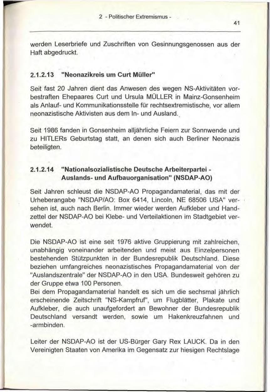 Seite 41 des Verfassungsschutzbericht 1993 Berlin