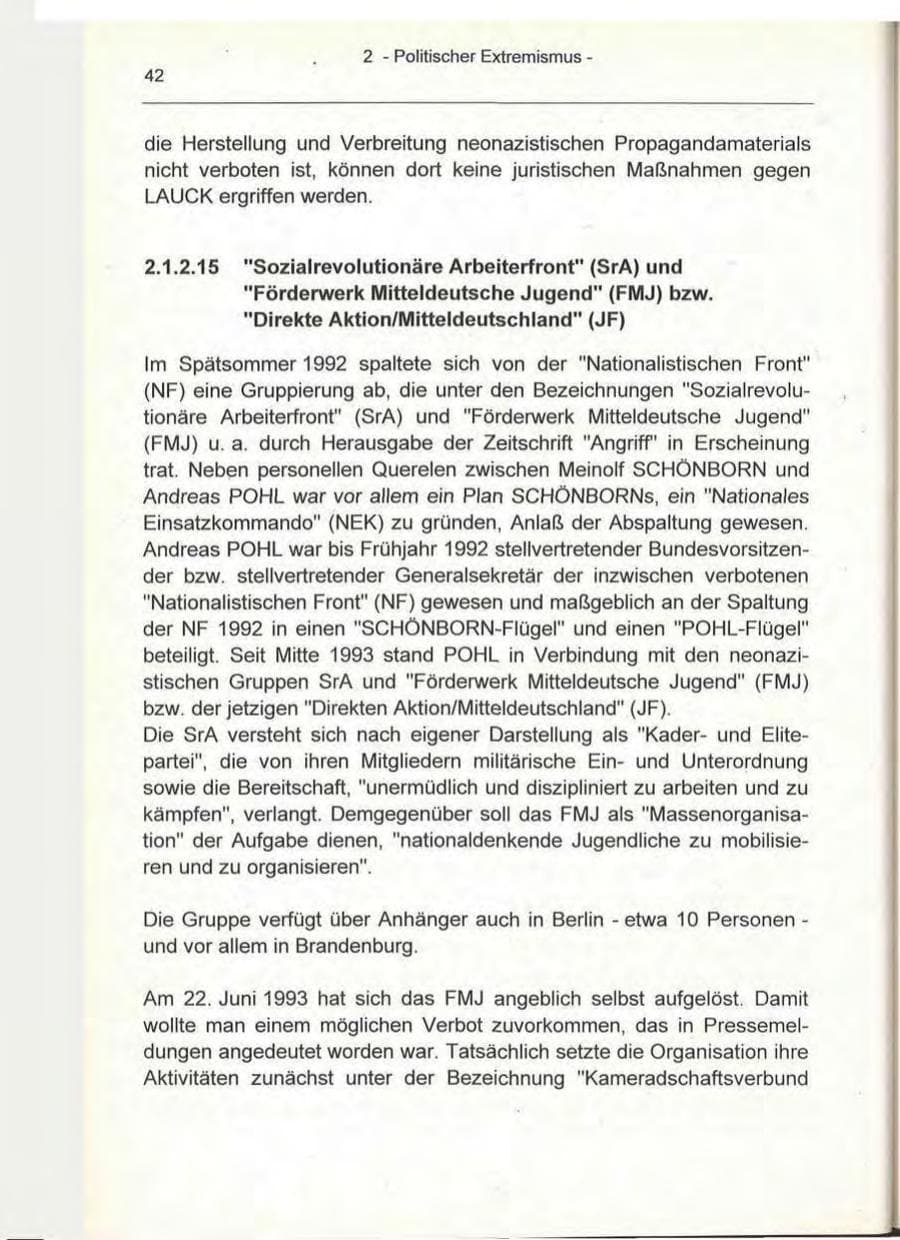Seite 42 des Verfassungsschutzbericht 1993 Berlin