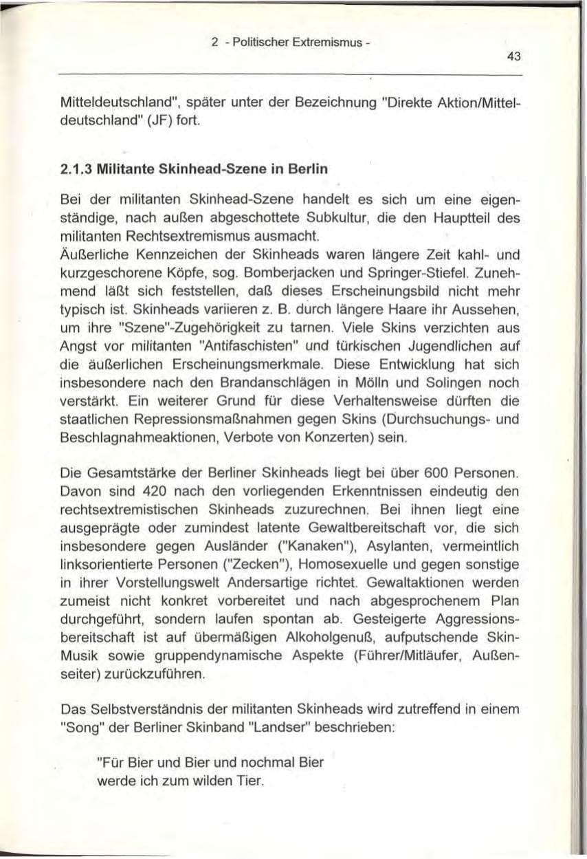 Seite 43 des Verfassungsschutzbericht 1993 Berlin