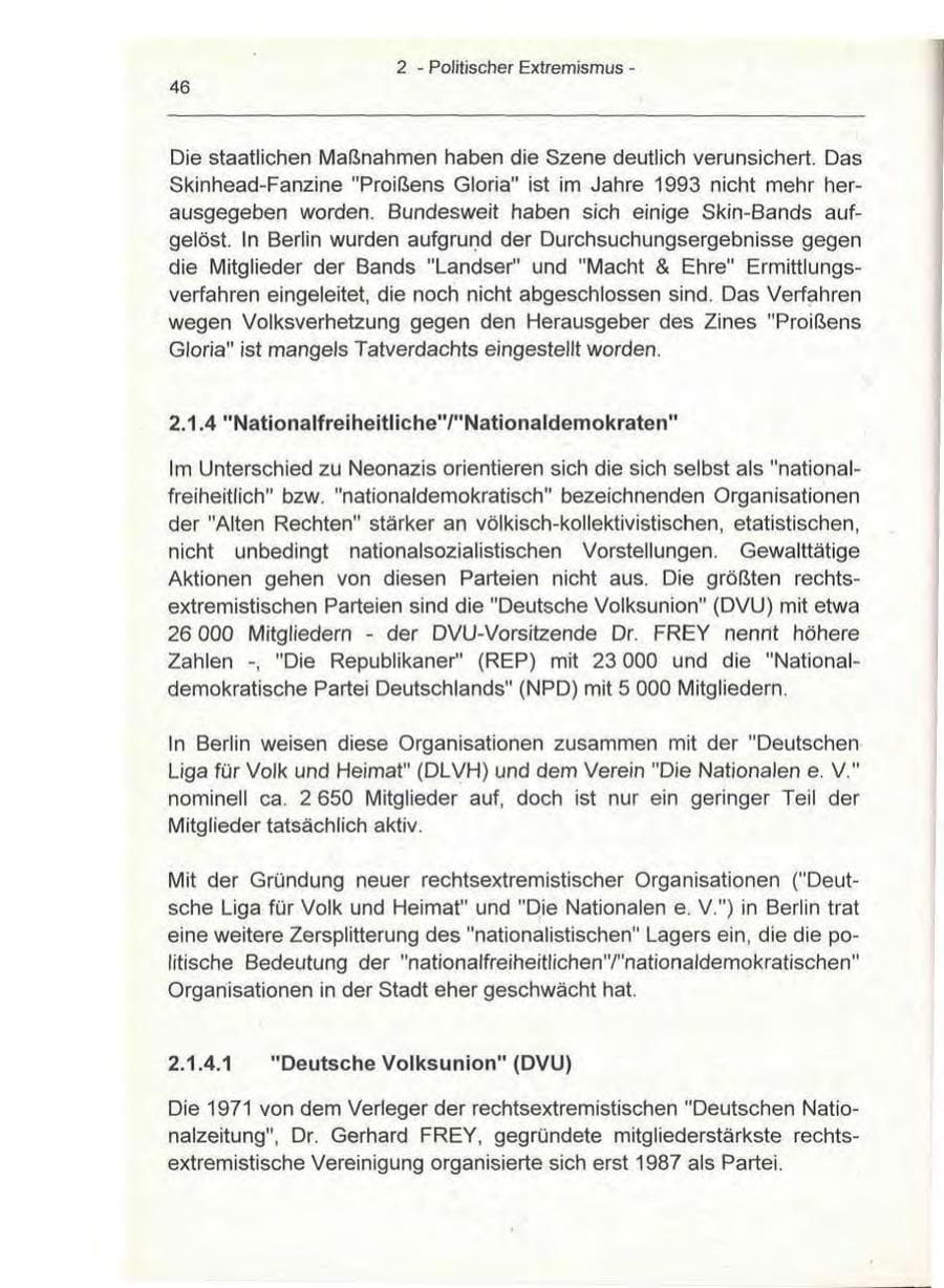 Seite 46 des Verfassungsschutzbericht 1993 Berlin