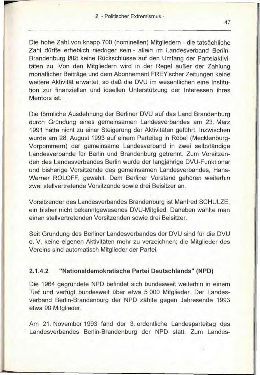 Seite 47 des Verfassungsschutzbericht 1993 Berlin