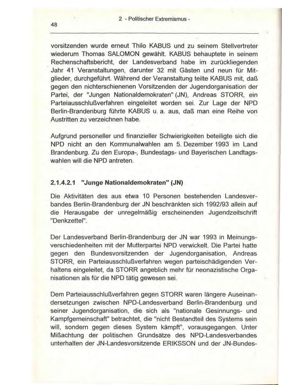 Seite 48 des Verfassungsschutzbericht 1993 Berlin