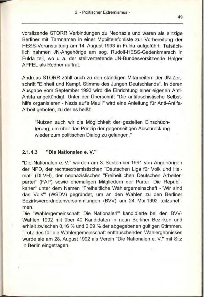 Seite 49 des Verfassungsschutzbericht 1993 Berlin