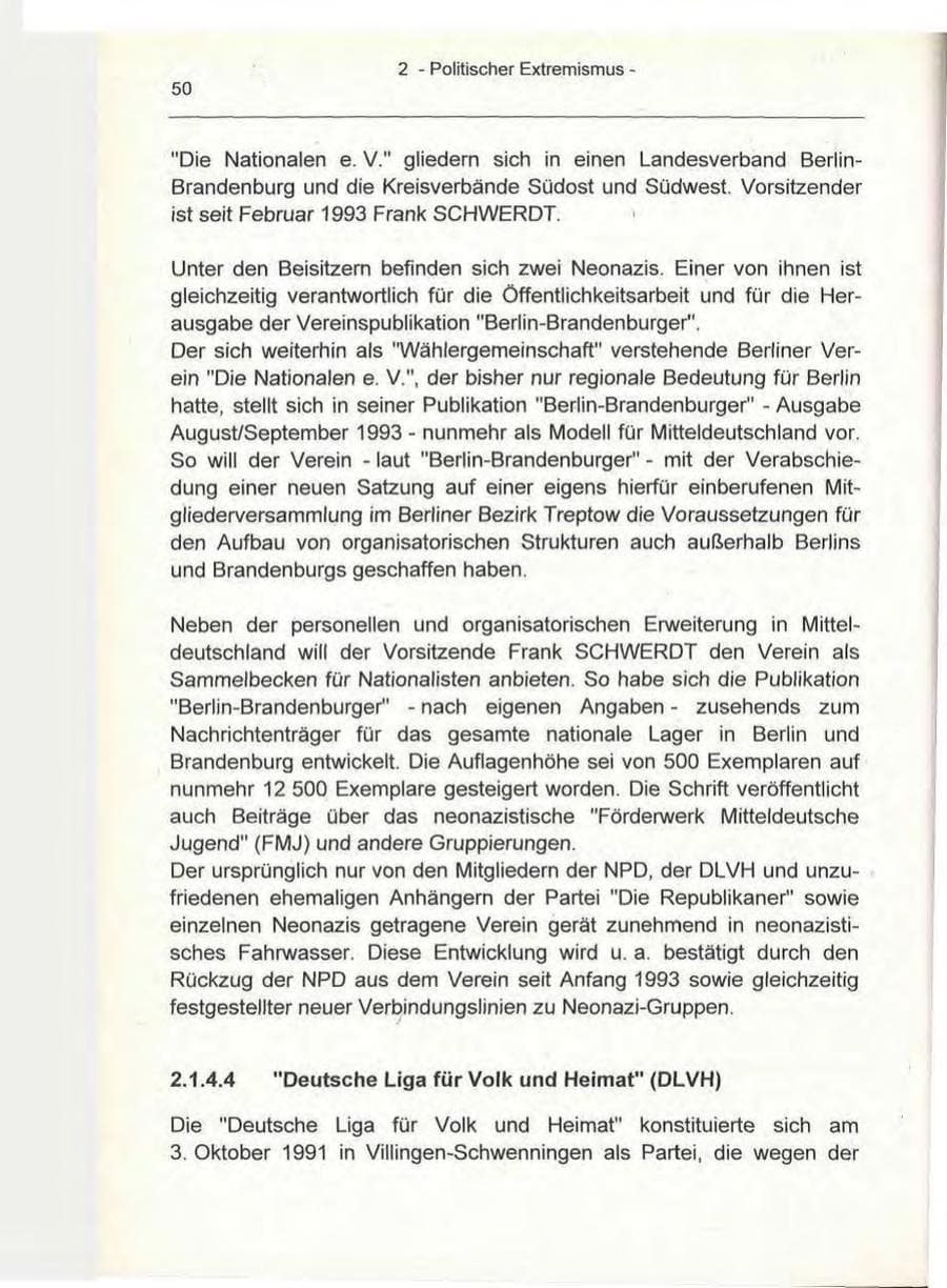 Seite 50 des Verfassungsschutzbericht 1993 Berlin