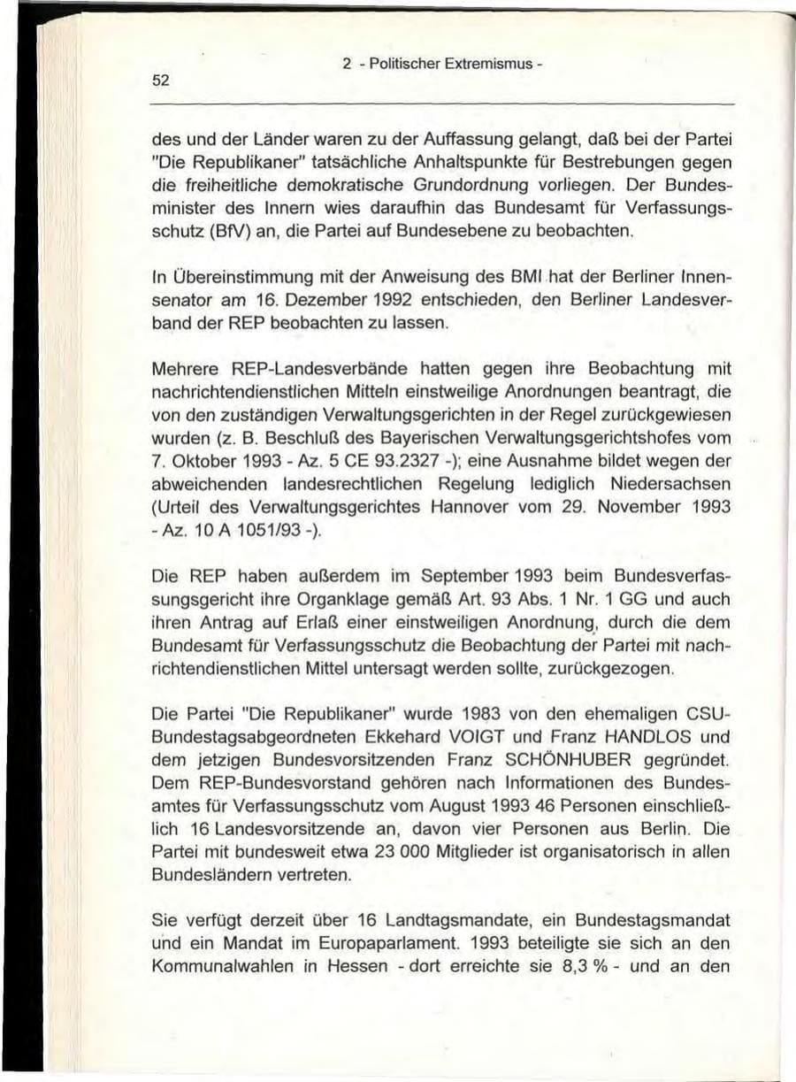 Seite 52 des Verfassungsschutzbericht 1993 Berlin