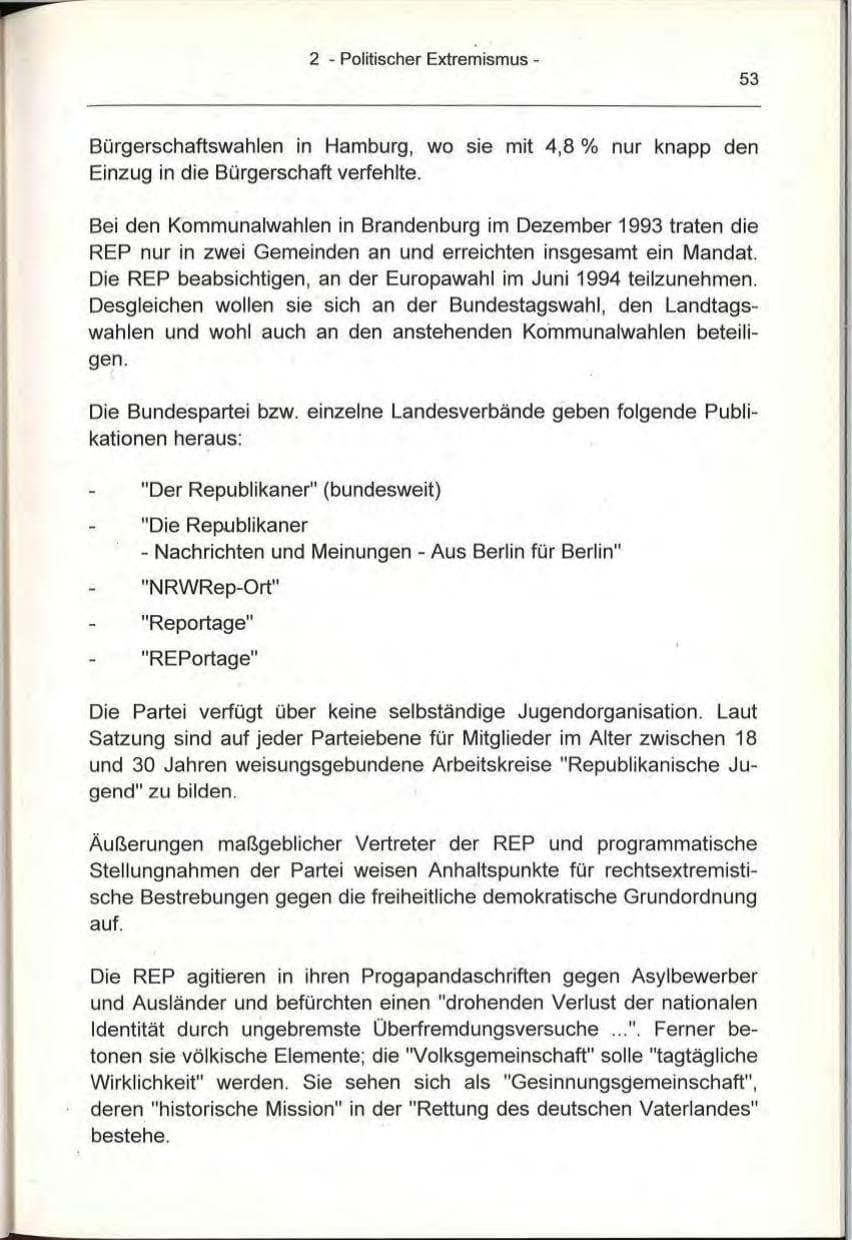 Seite 53 des Verfassungsschutzbericht 1993 Berlin