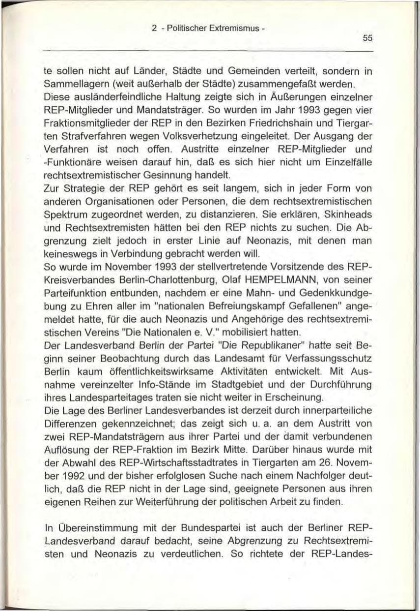 Seite 55 des Verfassungsschutzbericht 1993 Berlin