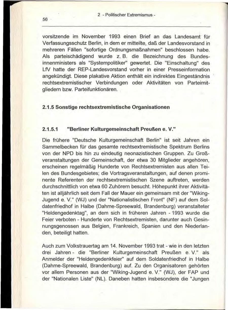 Seite 56 des Verfassungsschutzbericht 1993 Berlin