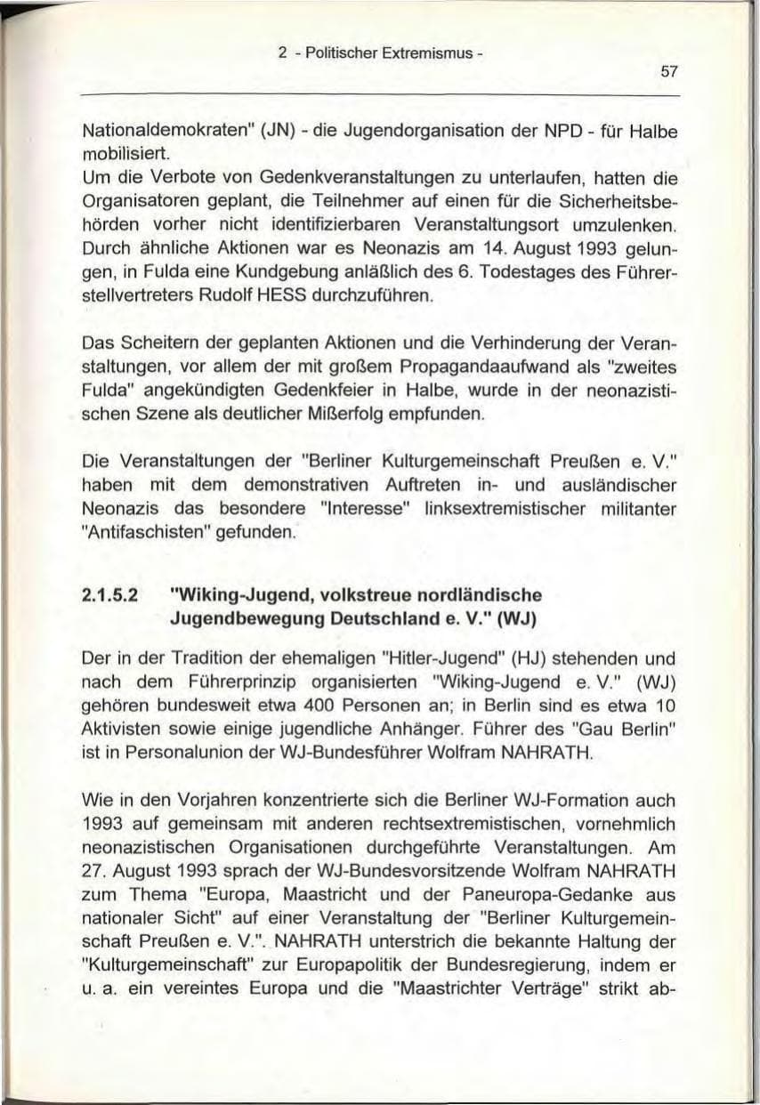Seite 57 des Verfassungsschutzbericht 1993 Berlin