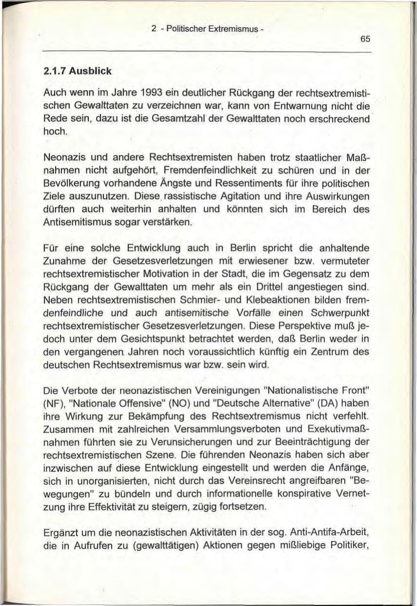 Seite 65 des Verfassungsschutzbericht 1993 Berlin