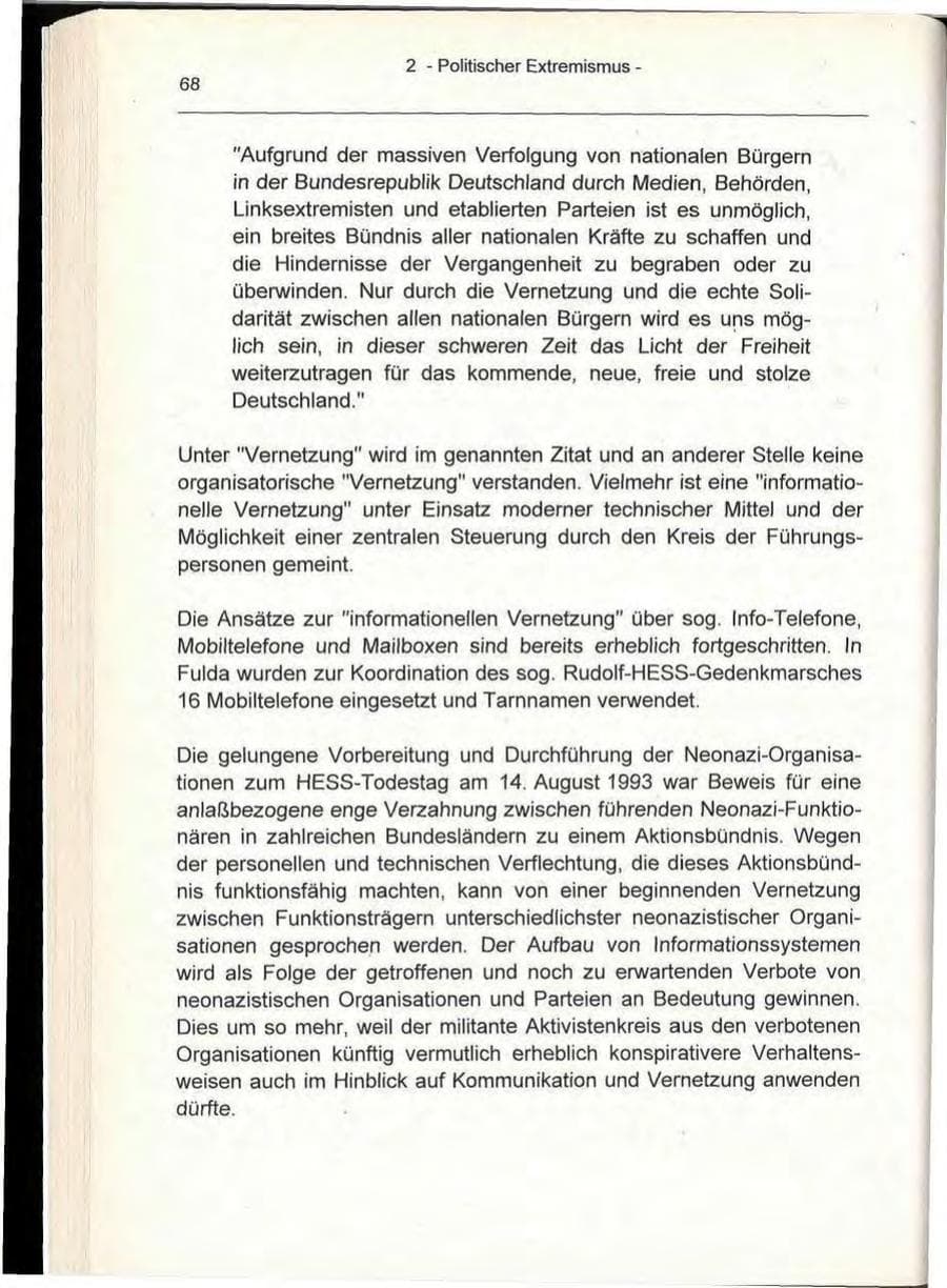 Seite 68 des Verfassungsschutzbericht 1993 Berlin