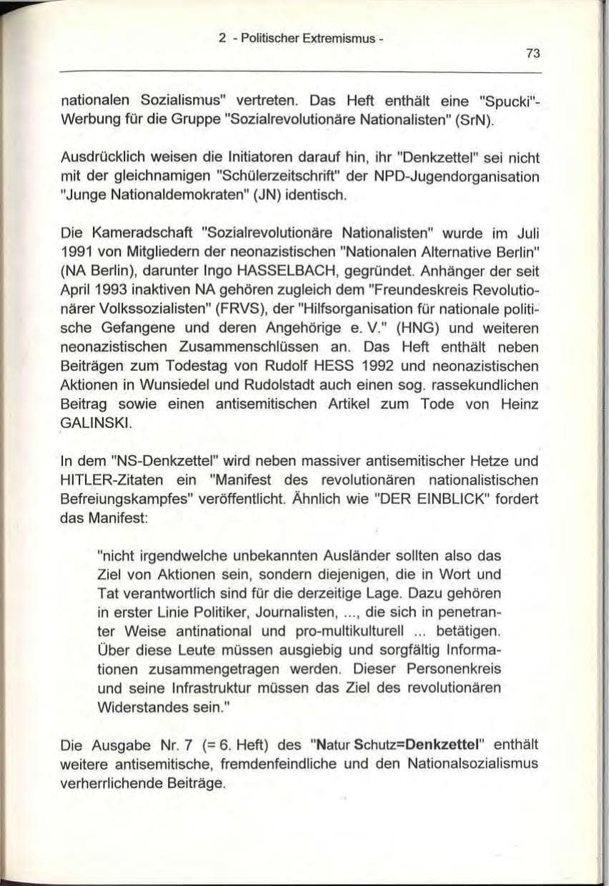 Seite 73 des Verfassungsschutzbericht 1993 Berlin