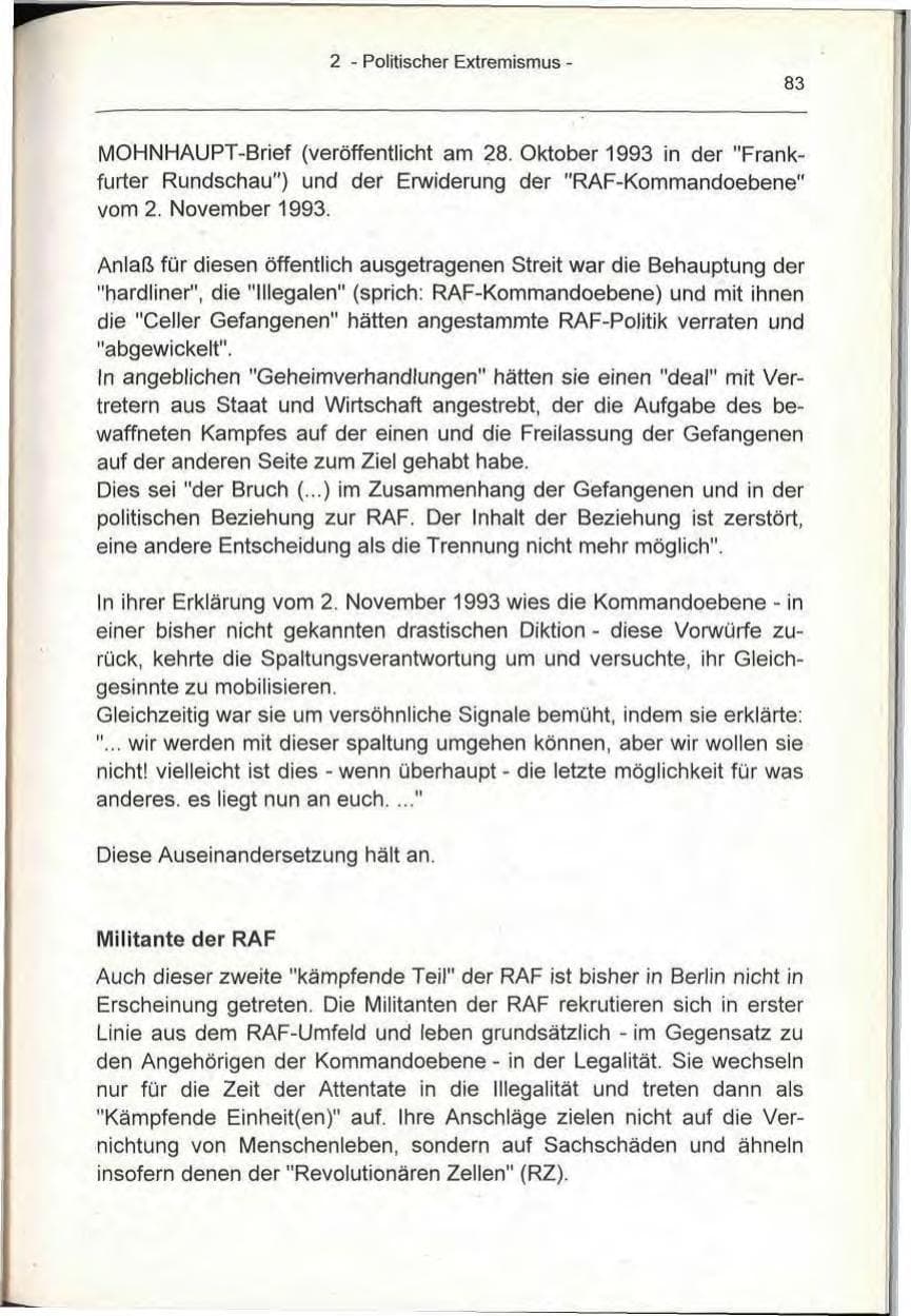 Seite 83 des Verfassungsschutzbericht 1993 Berlin