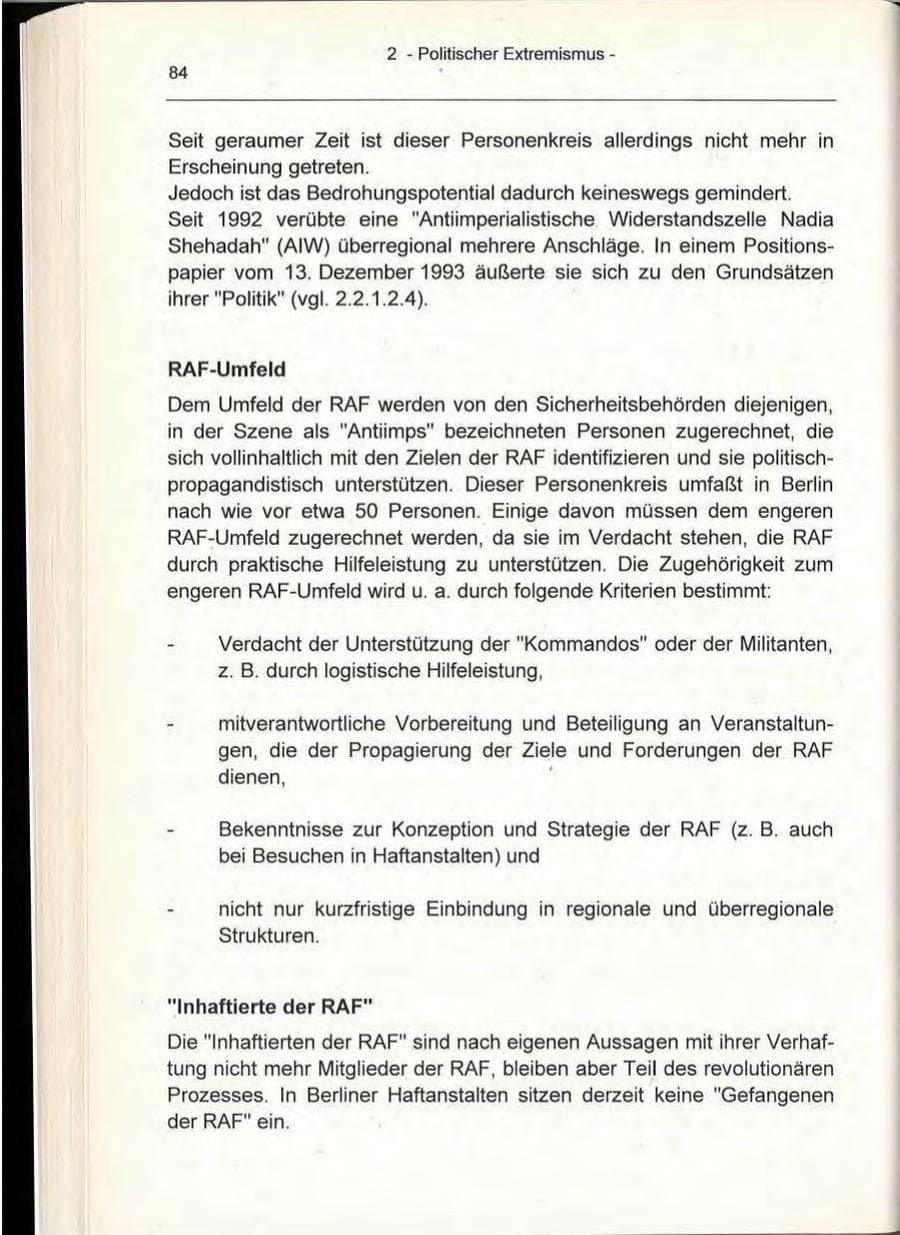 Seite 84 des Verfassungsschutzbericht 1993 Berlin