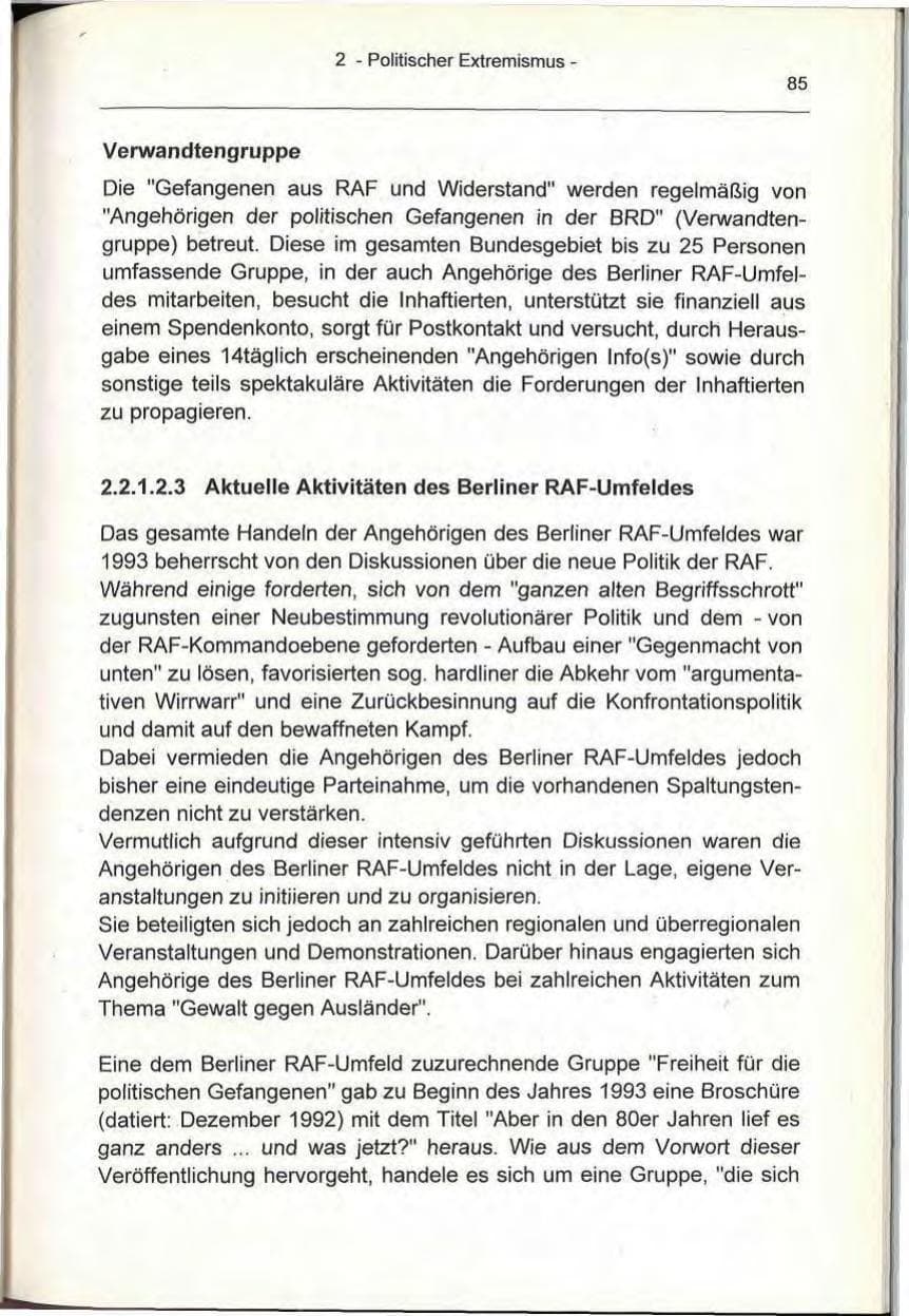 Seite 85 des Verfassungsschutzbericht 1993 Berlin