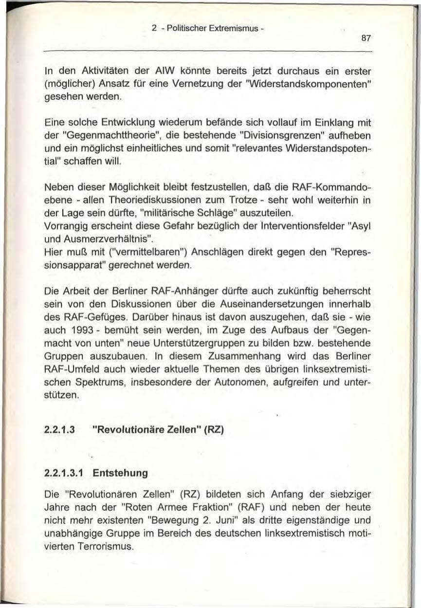 Seite 87 des Verfassungsschutzbericht 1993 Berlin