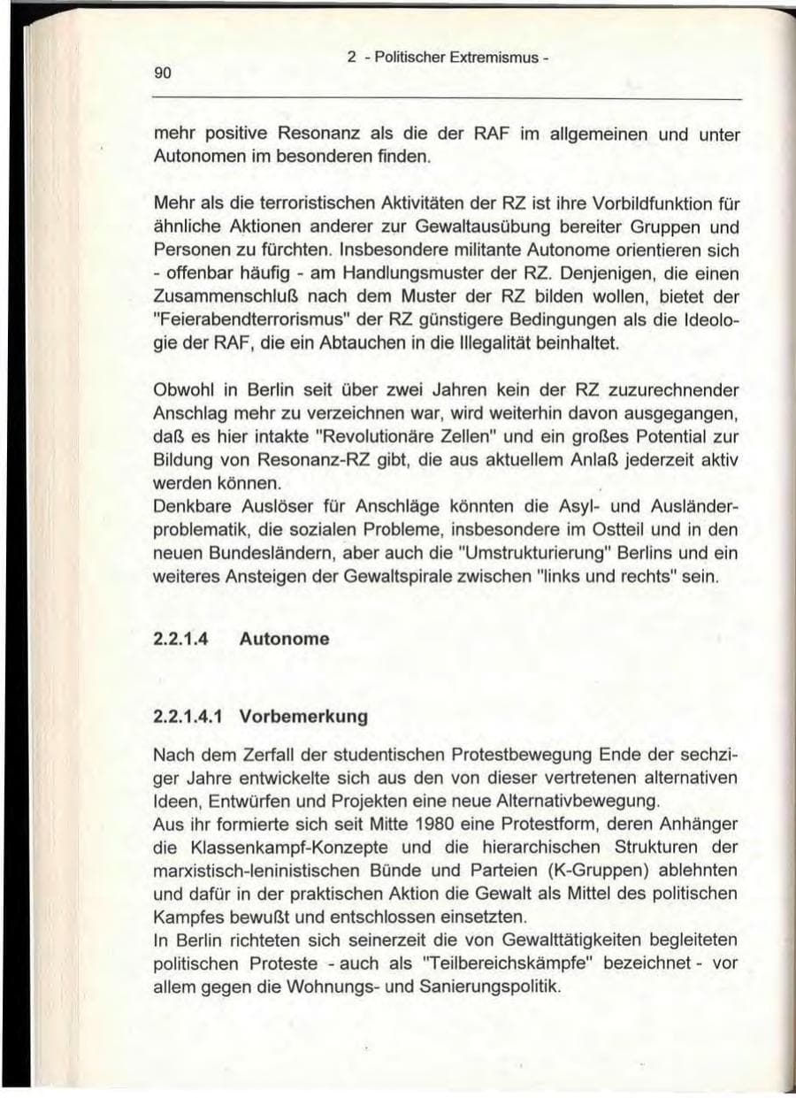 Seite 90 des Verfassungsschutzbericht 1993 Berlin