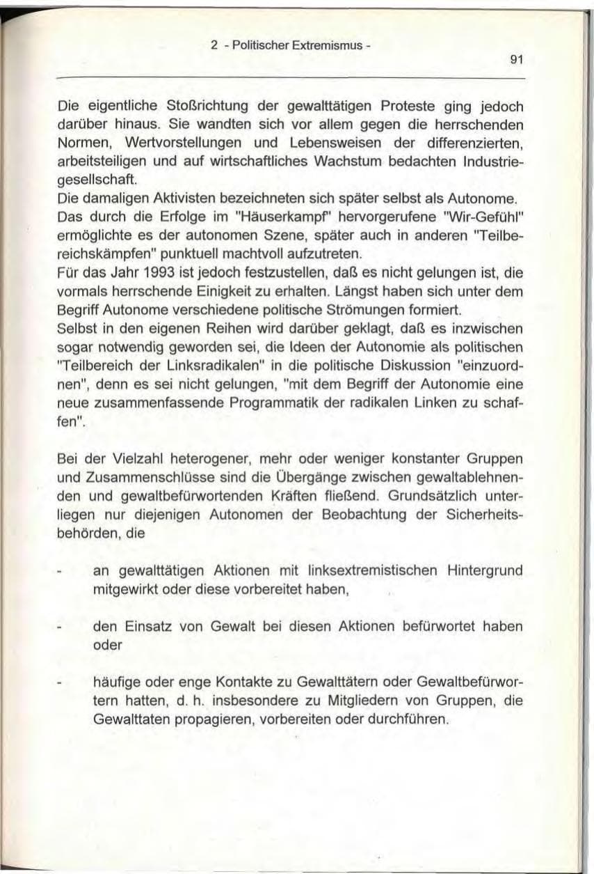 Seite 91 des Verfassungsschutzbericht 1993 Berlin