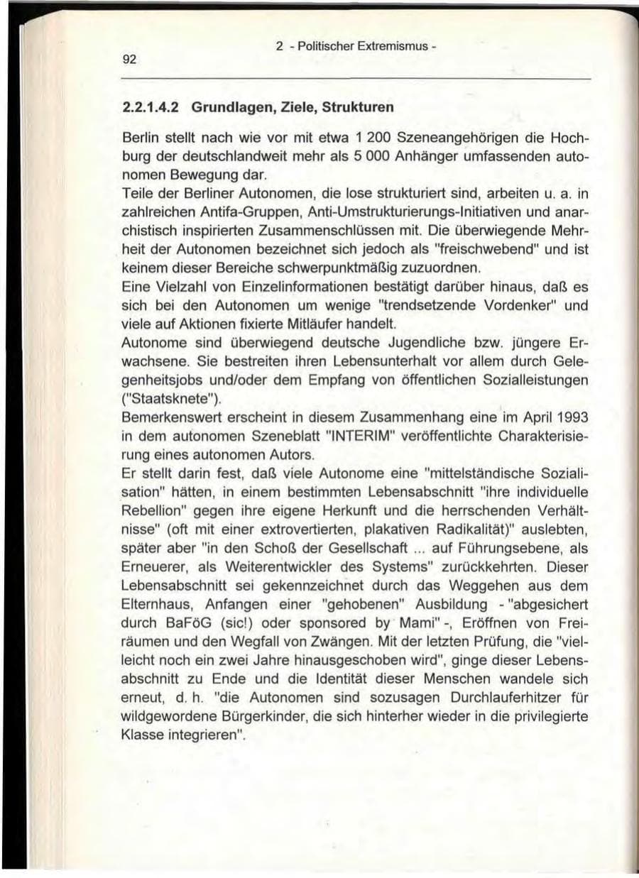 Seite 92 des Verfassungsschutzbericht 1993 Berlin