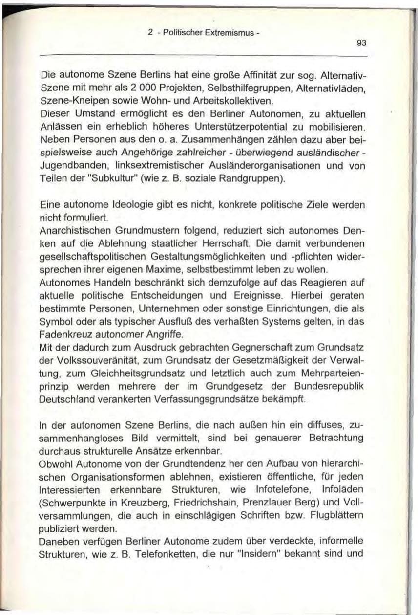 Seite 93 des Verfassungsschutzbericht 1993 Berlin