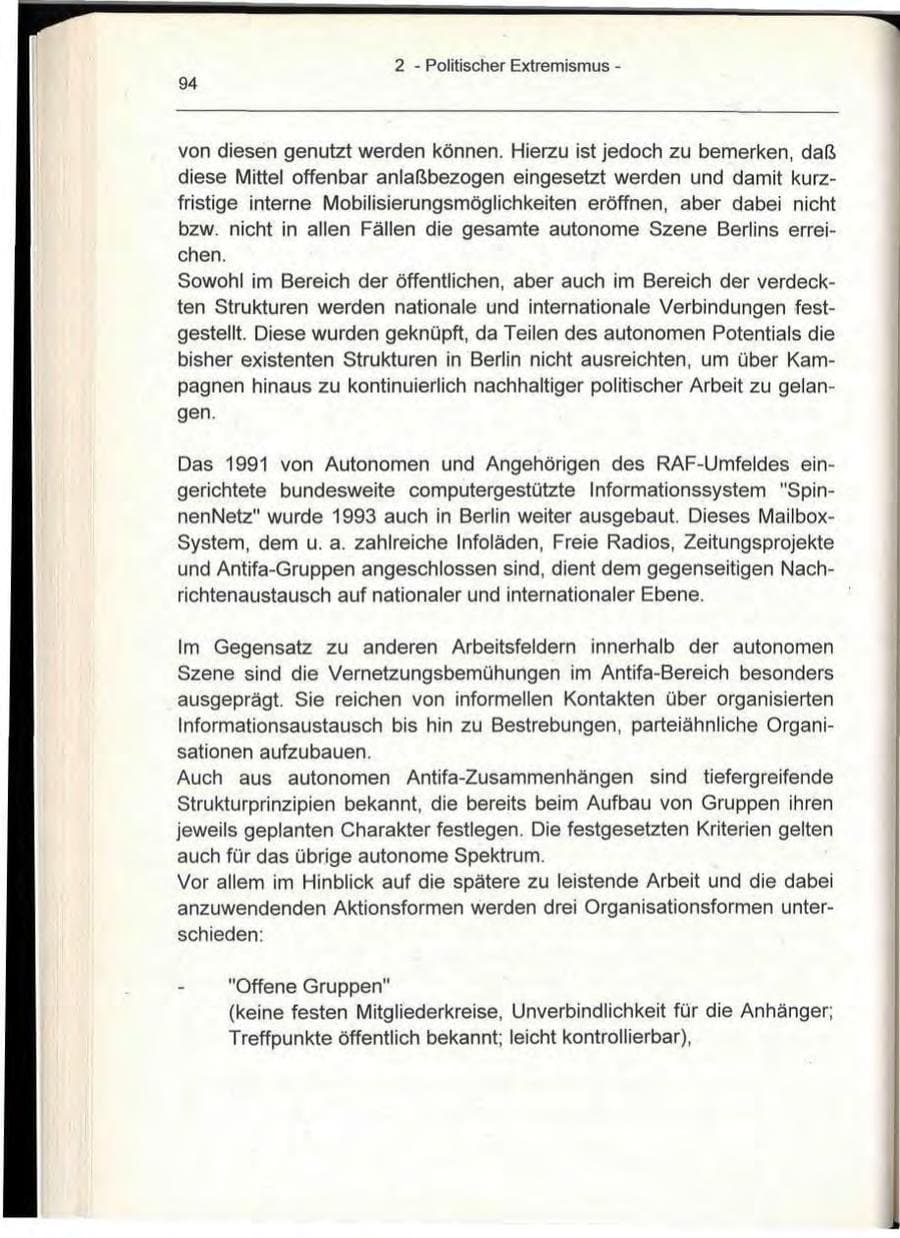 Seite 94 des Verfassungsschutzbericht 1993 Berlin